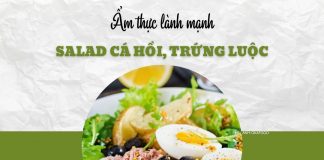 Bữa trưa lành mạnh với salad cá hồi, trứng luộc kiểu Pháp