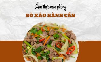 Bữa trưa văn phòng quen thuộc với cơm bò xào hành cần