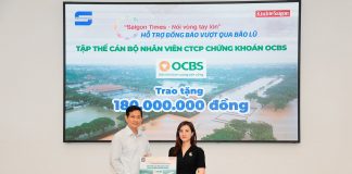 Tập thể nhân viên Chứng khoán OCBS ủng hộ 180 triệu đồng hỗ trợ người dân vùng bão lũ