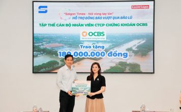 Tập thể nhân viên Chứng khoán OCBS ủng hộ 180 triệu đồng hỗ trợ người dân vùng bão lũ