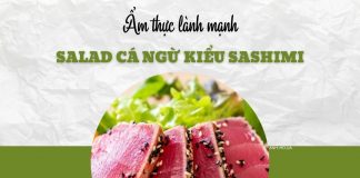 Bữa trưa lành mạnh với salad cá ngừ kiểu sashimi