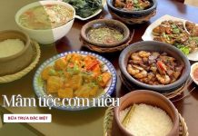 Mâm cơm niêu bốn món đậm đà vị kho, thanh chua vị canh