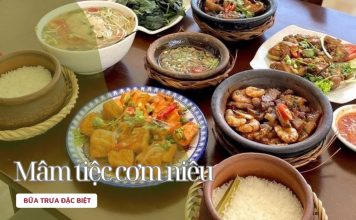 Mâm cơm niêu bốn món đậm đà vị kho, thanh chua vị canh